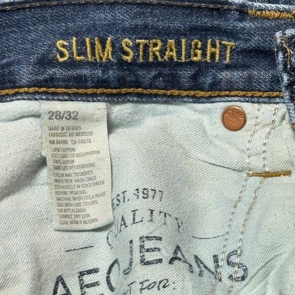 American Eagle Outfitters Slim Straight Jeans 28x32 Mens Denim Classic Fit Blue - Picture 4 of 6